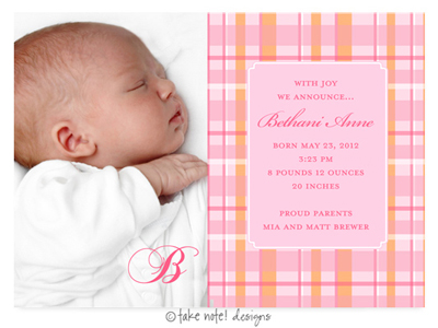 Take Note Designs Digital Photo Birth Announcements - Bethani Anne Take Note Designs Digital Photo Birth Announcements - Bethani Anne