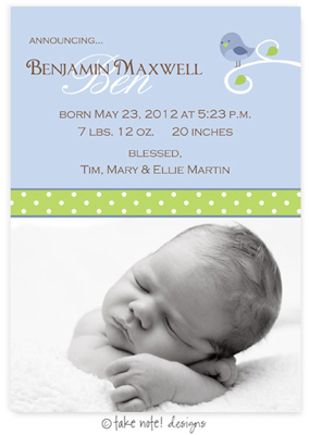 Take Note Designs Digital Photo Birth Announcements - Benjamin Maxwell Take Note Designs Digital Photo Birth Announcements - Benjamin Maxwell