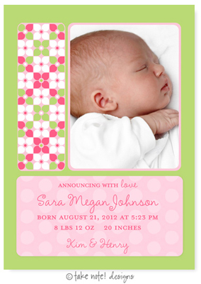 Take Note Designs Digital Photo Birth Announcements - Sara Megan Sweet Floral Take Note Designs Digital Photo Birth Announcements - Sara Megan Sweet Floral