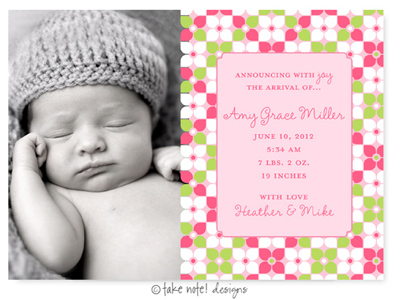 Take Note Designs Digital Photo Birth Announcements - Amy Grace Take Note Designs Digital Photo Birth Announcements - Amy Grace