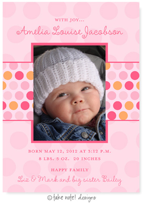 Take Note Designs Digital Photo Birth Announcements - Amelia Louise