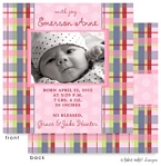 Take Note Designs Digital Photo Birth Announcements - Emerson Anne Plaid