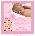 Take Note Designs Digital Photo Birth Announcements - Piper Moxie Cherries