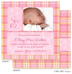 Take Note Designs Digital Photo Birth Announcements - Ellery Mae Pink & Yellow Plaid