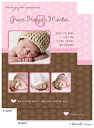 Take Note Designs Digital Photo Birth Announcements - Grace Harper Pink Polka & Brown