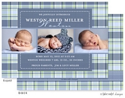 Take Note Designs Digital Photo Birth Announcements - Weston Reed 3 Photo Plaid