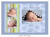 Take Note Designs Digital Photo Birth Announcements - Brady Michael Stripes and Dots