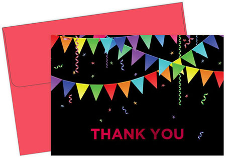 Rainbow Pennant (Red Foil) Stationery/Thank You Notes by Great Papers