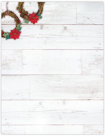 Imprintable 8 1/2" x 11" Blank Stock - Wreaths On Wood Letterhead by Great Papers Imprintable 8 1/2" x 11" Blank Stock - Wreaths On Wood Letterhead by Great Papers
