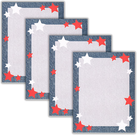 Imprintable 8 1/2" x 11" Blank Stock - Star Denim Blue Border Letterhead by Great Papers Imprintable 8 1/2" x 11" Blank Stock - Star Denim Blue Border Letterhead by Great Papers