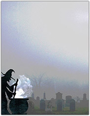 Imprintable Blank Stock - Eerie Graveyard Witch Letterhead by Great Papers
