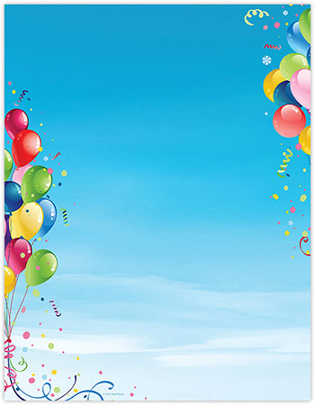 Printable 8 1/2" x 11" Blank Stock - Balloons Everywhere Letterhead by Great Papers