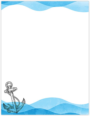 Printable 8 1/2" x 11" Blank Stock - Ocean Nautical Anchor Letterhead by Great Papers
