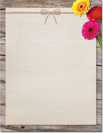 Imprintable Blank Stock - Three Gerber Daisies Letterhead by Masterpiece Studios Imprintable Blank Stock - Three Gerber Daisies Letterhead by Masterpiece Studios