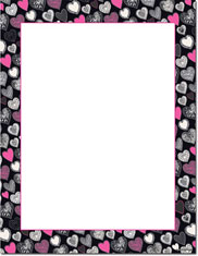 Imprintable Blank Stock - Pink & Black Hearts Letterhead by Masterpiece Studios