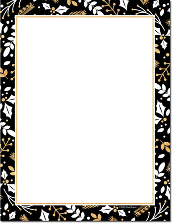 Merry Gold And Black Imprintable Blank Stock Holiday Letterhead by Masterpiece Studios