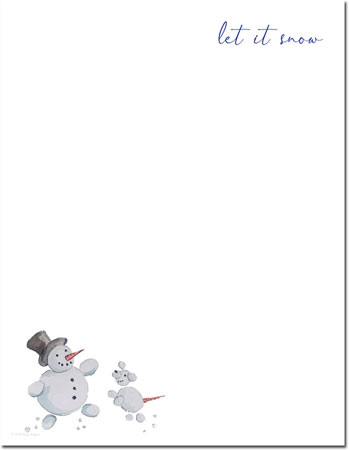 Snow Friends Imprintable Blank Stock Holiday Letterhead by Masterpiece Studios Snow Friends Imprintable Blank Stock Holiday Letterhead by Masterpiece Studios