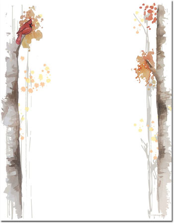 Fall Birch Imprintable Blank Stock Holiday Letterhead by Masterpiece Studios