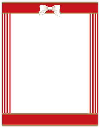 Red Ribbon Imprintable Blank Stock Holiday Letterhead by Masterpiece Studios