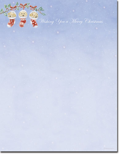 Imprintable Blank Stock - Puppies In Stockings Letterhead by Masterpiece Studios