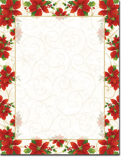 Imprintable Blank Stock - Poinsettia Swirl Letterhead by Masterpiece Studios