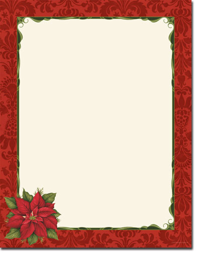 Imprintable Blank Stock - Poinsettia Damask Letterhead by Masterpiece Studios