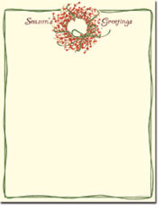 Imprintable Blank Stock - Seasons Greetings Wreath Letterhead by Masterpiece Studios