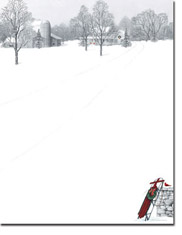 Imprintable Blank Stock - Winter Scene & Sled Letterhead by Masterpiece Studios