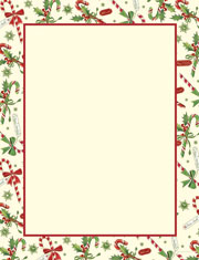 Imprintable Blank Stock - Candy Cane & Holly Letterhead by Masterpiece Studios