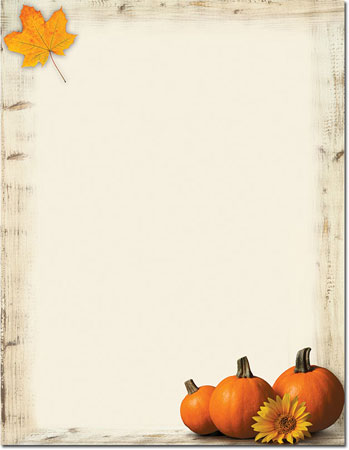 Imprintable Blank Stock - Pumpkin Sunflower Holiday Letterhead by Masterpiece Studios