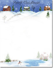 Imprintable Blank Stock - Folk Art Village Holiday Letterhead by Masterpiece Studios