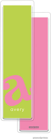 PicMe Prints - Personalized Bookmarks (Alphabet Tall - Bubblegum on Chartreuse)