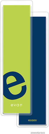 PicMe Prints - Personalized Bookmarks (Alphabet Tall - Navy on Chartreuse)