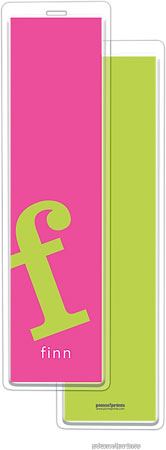 PicMe Prints - Personalized Bookmarks (Alphabet Tall - Chartreuse on Hot Pink)