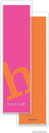 PicMe Prints - Personalized Bookmarks (Alphabet Tall - Tangerine on Hot Pink)