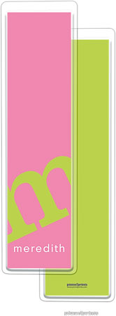 PicMe Prints - Personalized Bookmarks (Alphabet Tall - Chartreuse on Bubblegum)
