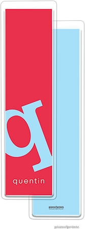 PicMe Prints - Personalized Bookmarks (Alphabet Tall - Sky on Cherry)