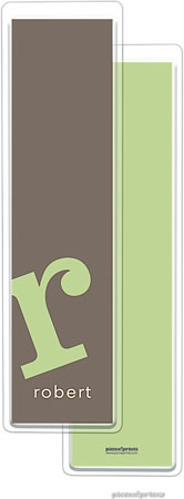 PicMe Prints - Personalized Bookmarks (Alphabet Tall - Spring Green on Shale)