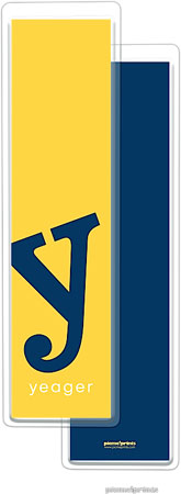 PicMe Prints - Personalized Bookmarks (Alphabet Tall - Navy on Sunshine)
