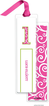 PicMe Prints - Personalized Bookmarks (Swirls Hot Pink with Ribbon)