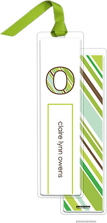 PicMe Prints - Personalized Bookmarks (Stripes Green with Ribbon)