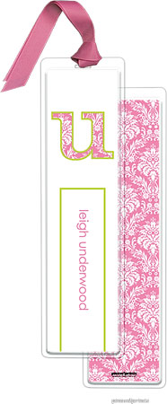 PicMe Prints - Personalized Bookmarks (Damask Bubblegum with Ribbon)