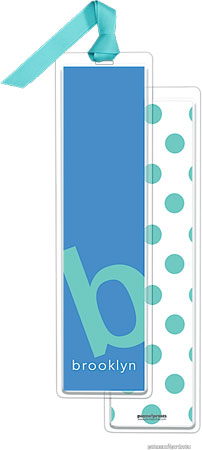 PicMe Prints - Personalized Bookmarks (Alphabet Tall - Turquoise on Ocean with Ribbon)
