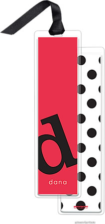 PicMe Prints - Personalized Bookmarks (Alphabet Tall - Black on Cherry with Ribbon)