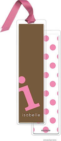 PicMe Prints - Personalized Bookmarks (Alphabet Tall - Bubblegum on Chocolate with Ribbon)
