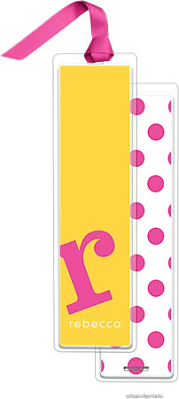 PicMe Prints - Personalized Bookmarks (Alphabet Tall - Hot Pink on Sunshine with Ribbon)