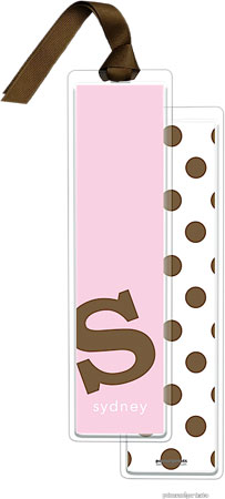 PicMe Prints - Personalized Bookmarks (Alphabet Tall - Chocolate on Hot Pink with Ribbon)