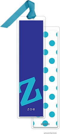 PicMe Prints - Personalized Bookmarks (Alphabet Tall - Peacock on Purple with Ribbon)