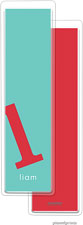 PicMe Prints - Personalized Bookmarks (Alphabet Tall - Poppy on Turquoise)