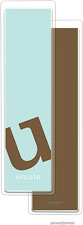 PicMe Prints - Personalized Bookmarks (Alphabet Tall - Chocolate on Robins Egg)